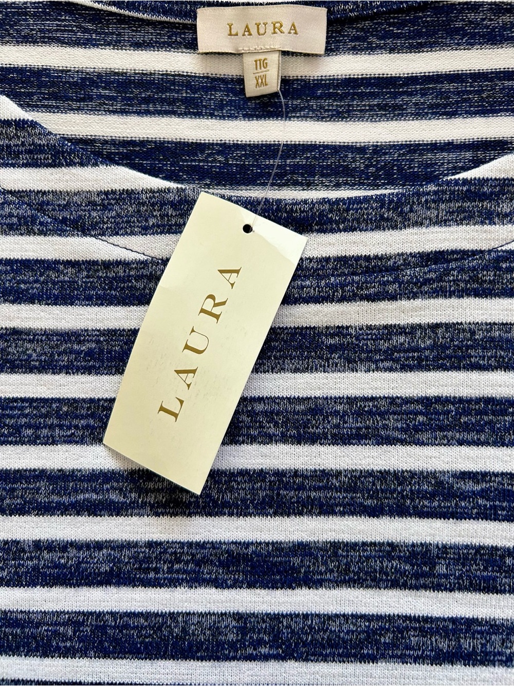 NWT- Laura Long-Sleeved Tee in Navy/White Stripe - Picture 3 of 9